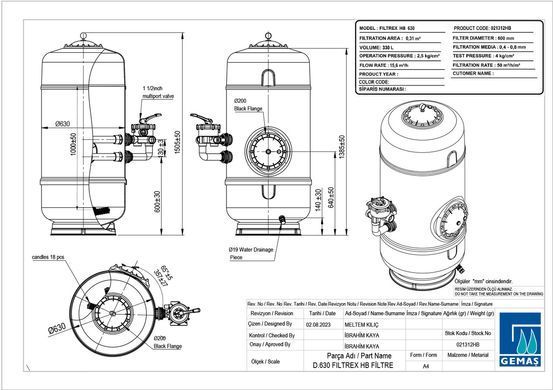 Gemas Filtrex HB 630, 15 м&sup3;/ч песочный фильтр для бассейна PG-021312HB фото