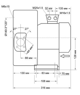 Двухступенчатый компрессор для бассейна Grino Rotamik SKS 80 2V T1.В, 88 м³/ч, 3 фазы 23518 фото