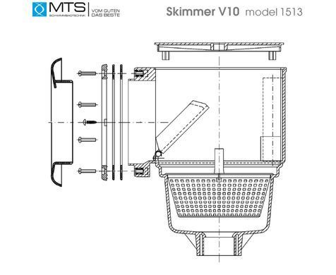 MTS V10 скімер для басейну, під бетон / лайнер, латунні вставки 1513 фото