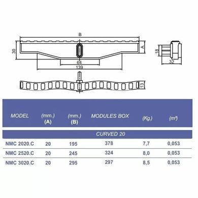 Kripsol NMC 2520.C решётка перелива, ширина 245 мм 20906 фото