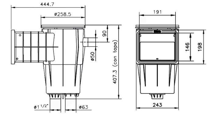 Hayward Standard SKSLI скиммер для бассейна, под бетон / лайнер, нержавеющие вставки 060110300000 фото