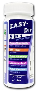 Тест полоски Water-I.D Easy-Dip 6 в 1 (бром, свободный хлор, pH, щёлочность, общая жёсткость, циануровая кислота) TSL700 фото
