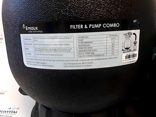 Emaux FSP390-SD075, 8 м&sup3;/год, фільтраційна установка для басейна 16814 фото
