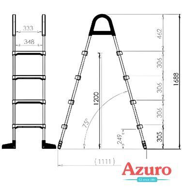 Сходи Azuro De Lux (3 сходинки) із оцинкованої сталі для каркасного басейну до 1,2 м 3EXX0461 фото