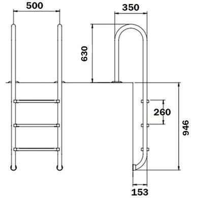 Сходи для басейну з морською водою Flexinox Muro, AISI 316L (3 сходинки) 27123 фото