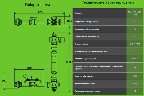 Emaux Nano Tech UV87 Ozon (87 Вт) ультрафиолетовая установка с озонатором 17672 фото