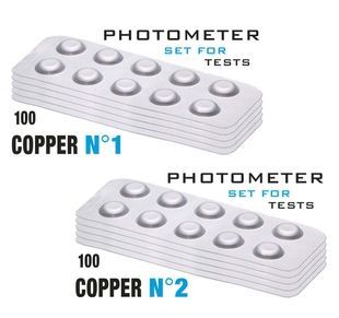 Таблетки Copper №1 та Copper №2 для тестера FlexiTester на визначення рівня міді (пачка 100 таблеток) TbsHCu1100/TbsHCu2100 фото