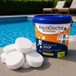Медленный хлор таблетки AquaDoctor C-90T (200 гр), 1 кг 15971 фото