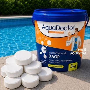 Медленный хлор таблетки AquaDoctor C-90T (200 гр), 5 кг 2489 фото