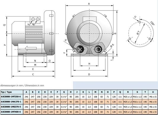 Компрессор для бассейна HPE 0,25 кВт (70 м³/ч) ASC0070-1MA250-1 фото