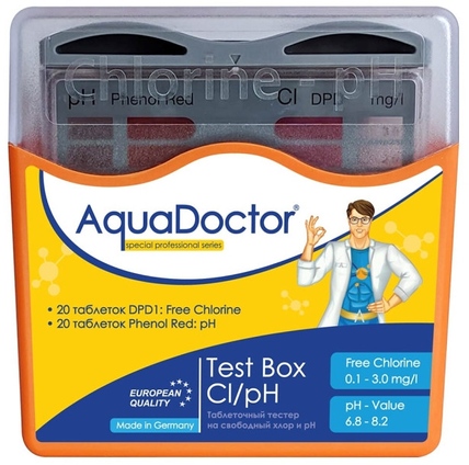 Тестер таблеточный AquaDoctor Test Box Cl/pH (свободный хлор, pH) 23544 фото