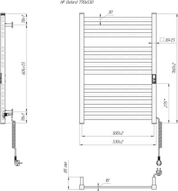 Полотенцесушитель Hygge Family HF Oxford 770х530 таймер-регулятор (белый мат) 6.1.0201.06.WM фото