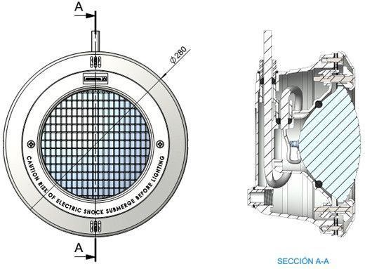 Прожектор галогенный Astral Standard 07855, нержавеющая накладка, 300 Вт, под лайнер 07855 фото