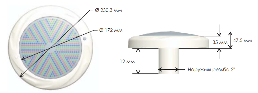 Прожектор светодиодный накладной Aquaviva 008 546LED RGB (цветной), 33 Вт 7374 фото