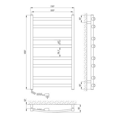 Полотенцесушитель Flyme Black EF 900L (500 х 900), подключение слева TEFB900L фото