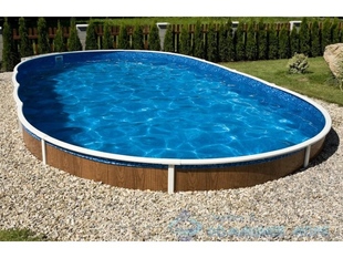 Каркасный бассейн Azuro Wood 405 DL (7,3 х 3,7 х 1,2 м) песочный фильтр, плёнка Swirl AZW405Sw фото