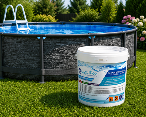Медленный хлор таблетки Crystal Pool Slow Chlorine Tablets Large (200 гр), 5 кг 02205 фото