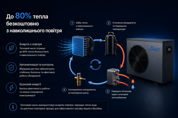 Azuro Inver Core (17 кВт) Wi-Fi тепловой насос для бассейна до 80 м&sup3; 3EXX0723 фото