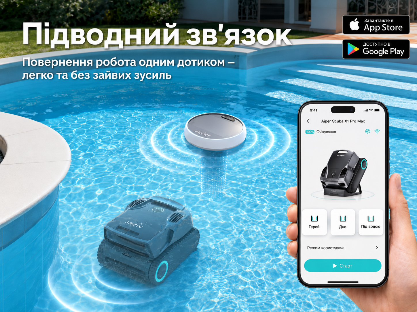 Коли робот занурюється під воду, HydroComm Pro зберігає зв’язок