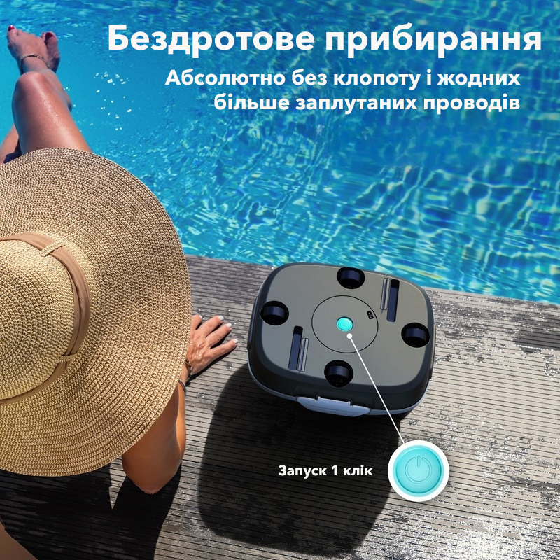 Робот пилосос для басейну Aiper Scuba 800 фільтр 2 літри система очищення