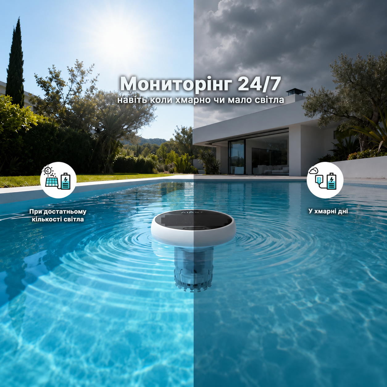 робот пилосос для басейну Aiper Scuba X1 керування через застосунок HydroComm Pro