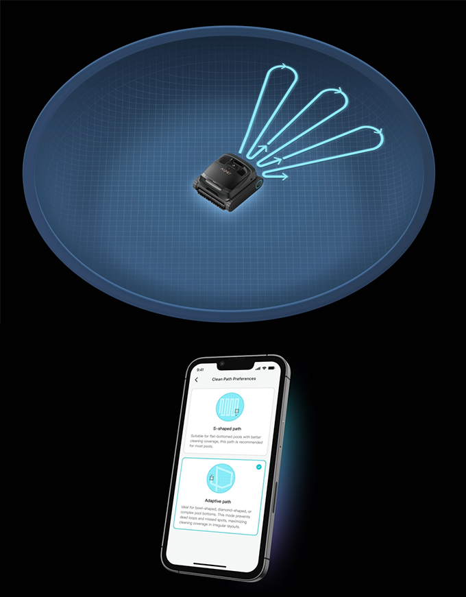 робот пылесос для бассейна Aiper Scuba X1 навигация WavePath 3.0 интеллектуальная траектория