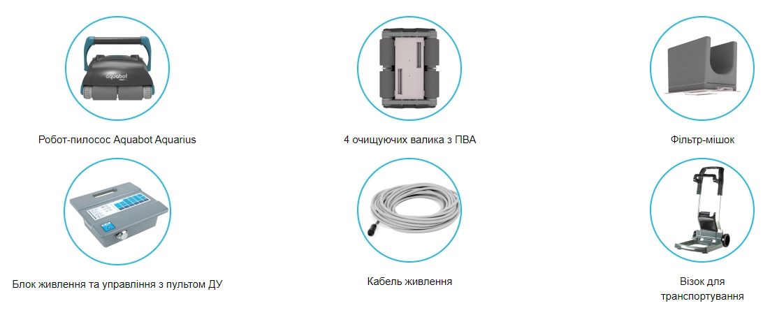 Комплектація робота-пилососа Aquabot Aquarius