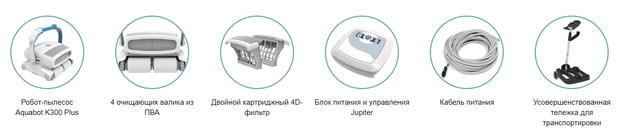 Комплектация роботизированного пылесоса Aquabot K300 Plus