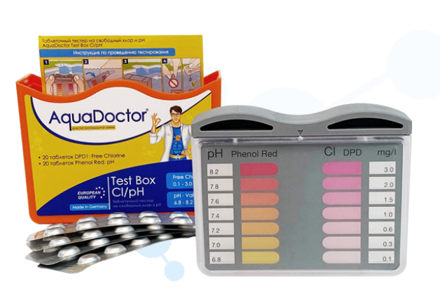 Тестер для басейну AquaDoctor Test Box Cl/pH комплектація