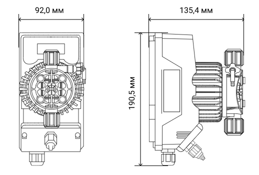 габаритные размеры дозирующего насоса AquaViva 5 л/ч (AML200NPE0009)