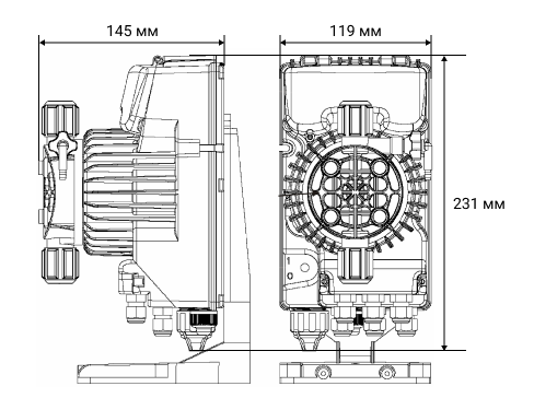 Габаритные размеры дозирующего насоса Aquaviva APG800 Universal