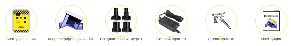 Комплектация хлоргенератора Aquaviva SR