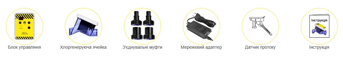 Комплектація хлоргенератора Aquaviva SR