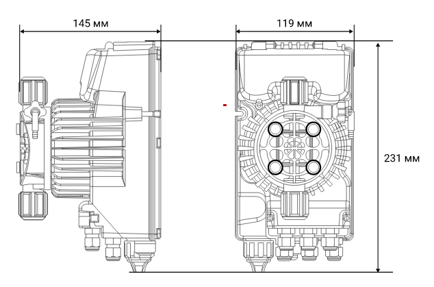 Габаритные размеры Aquaviva TPR800 Smart Plus pH/Rx