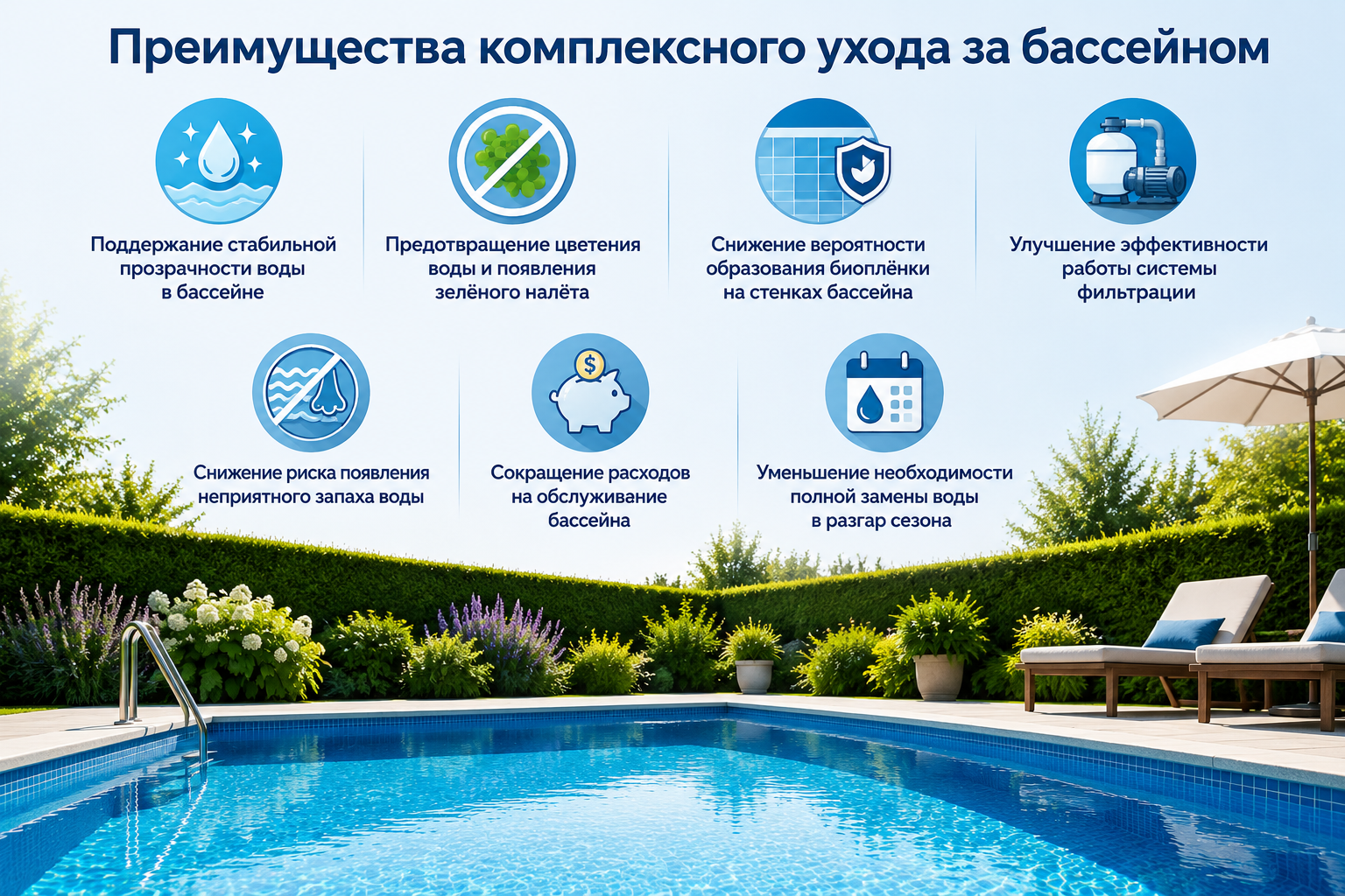 Комплексный уход за бассейном