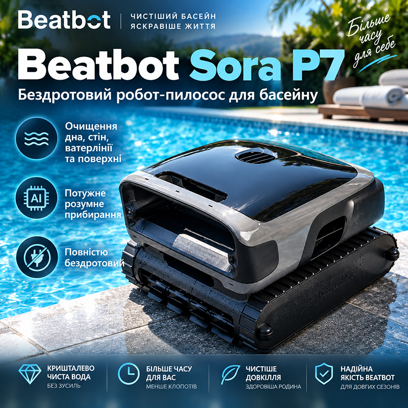Beatbot Sora P7 — режими очищення і перший запуск робота для басейну