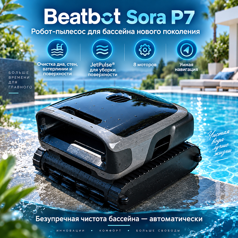Beatbot Sora P7 — режимы очистки и первый запуск робота для бассейна