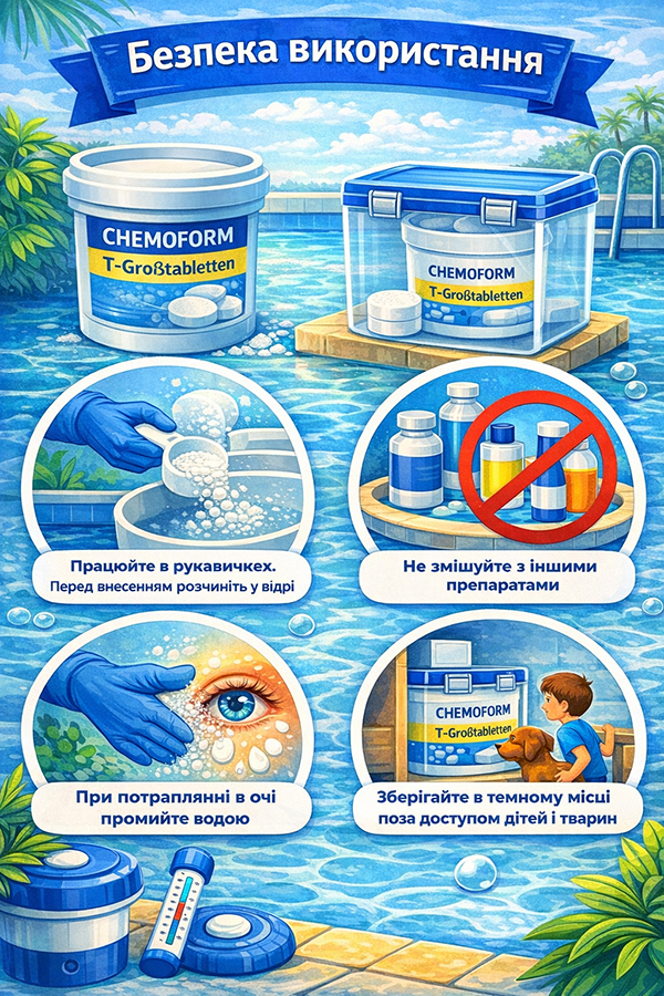Безпечне використання таблеток хлору Chemoform T-Großtabletten