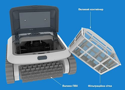 Збирає все сміття в басейні