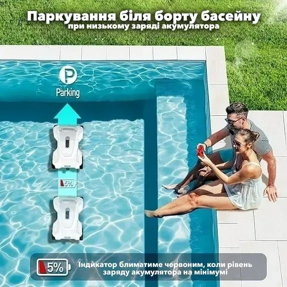 Автоматичне паркування Bridge R8 біля стінки басейну