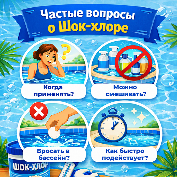 частые вопросы о шок-хлоре Poolman Shock Chlor G60