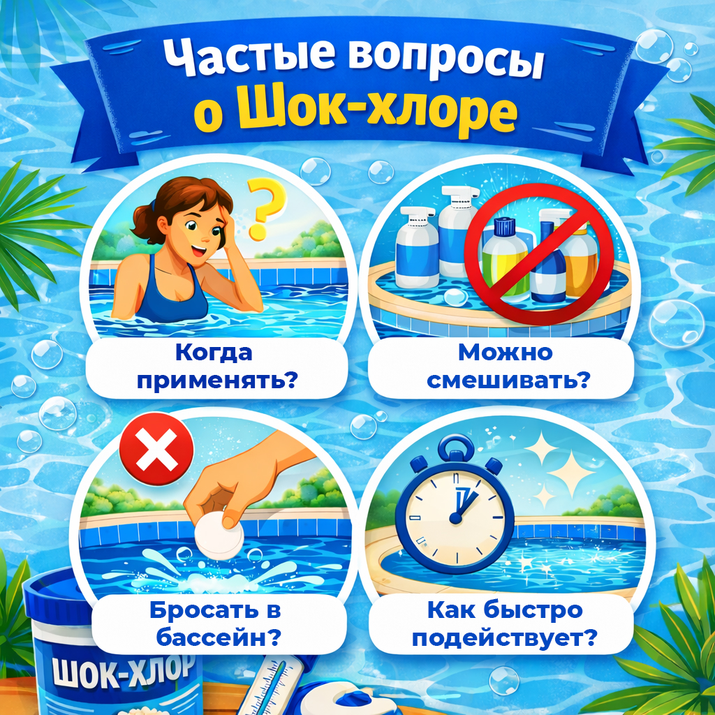 частые вопросы о шок-хлоре Poolman Shock Chlor T60