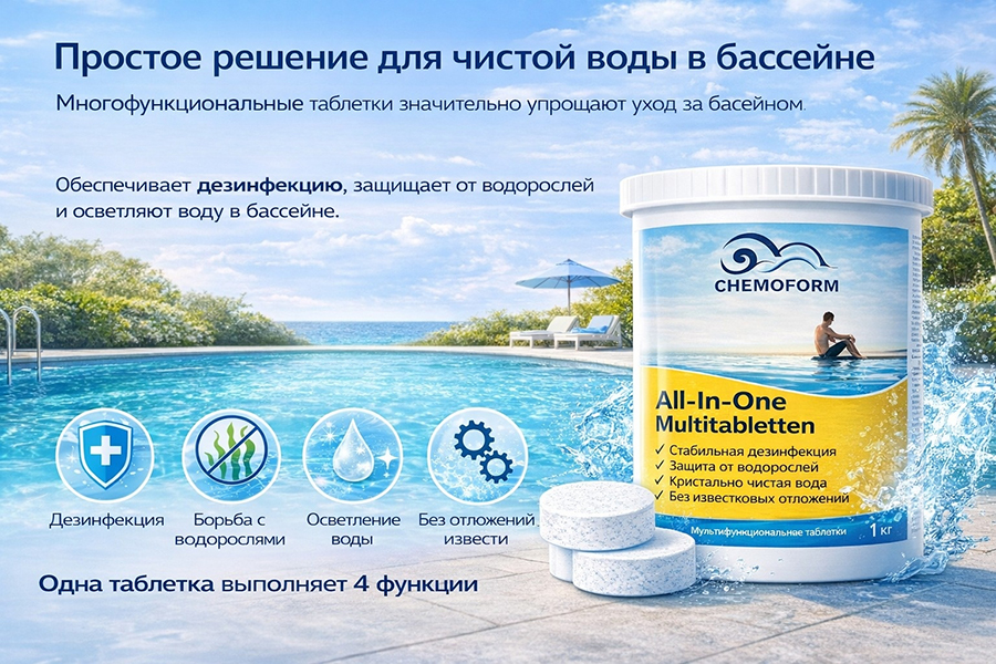 Многофункциональные таблетки для бассейна Chemoform All-In-One Multitabletten