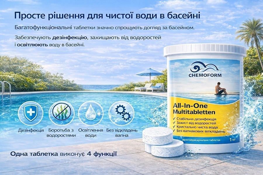 Багатофункціональні таблетки для басейну Chemoform All-In-One Multitabletten