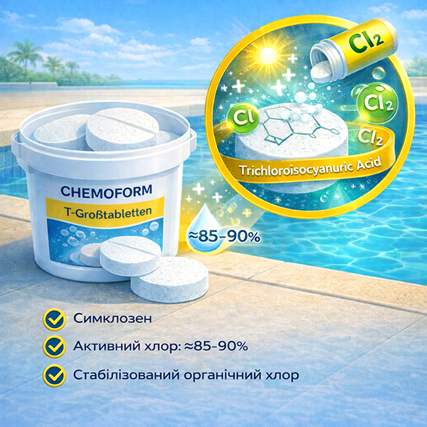 Склад таблеток довготривалого хлору Chemoform T-Großtabletten