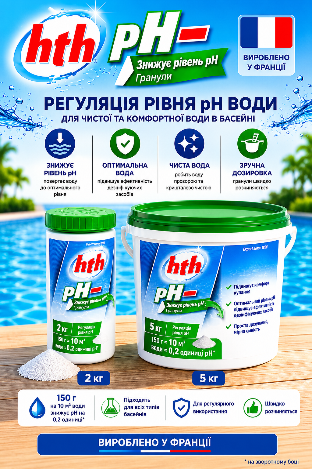HTH pH- Moins Micro-Billes для басейну HTH pH- Moins Micro-Billes гранульований засіб для зниження рівня pH води в басейні