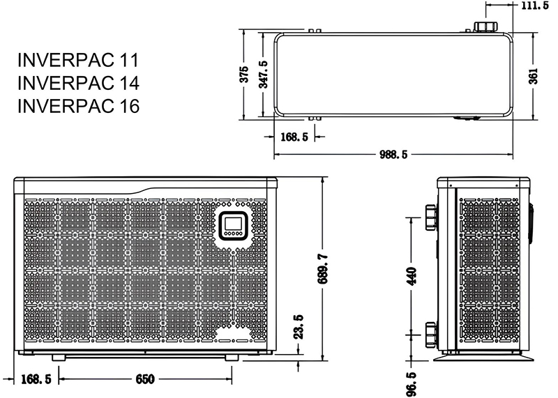 Габаритні розміри Inverpac PX11, 14, 16