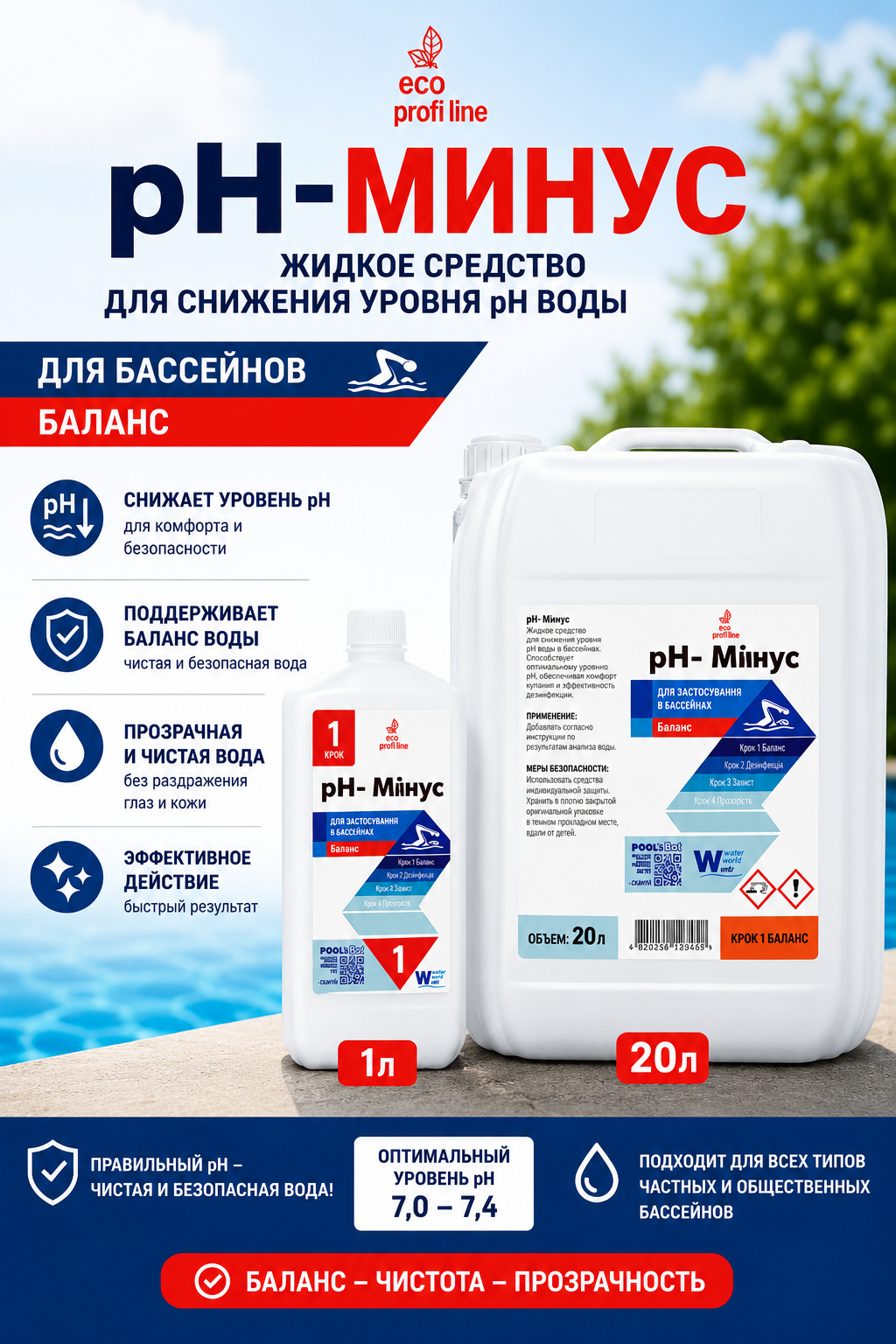 Window World Water pH Minus Liquid жидкое средство для снижения pH воды в бассейне