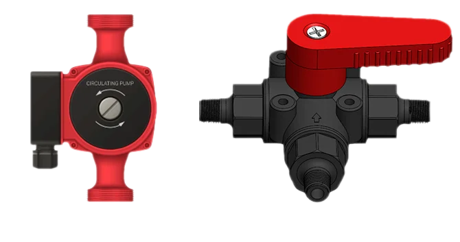 Циркуляционный насос и 3-х ходовой кран в комлекте поставки