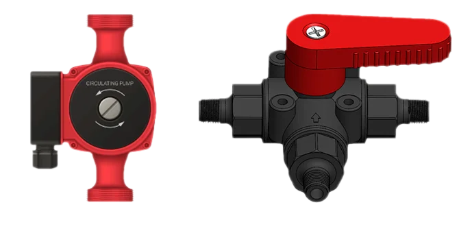 Циркуляційний насос та 3-х ходовий кран у комплекті поставки